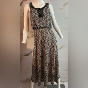 Denver Hayes Black & White Space-Dye Maxi Dress